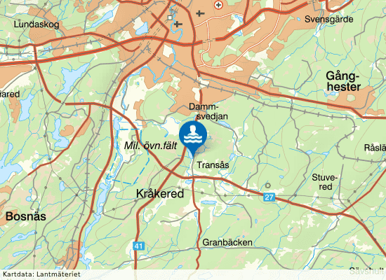 Transåssjöns badplats på kartan