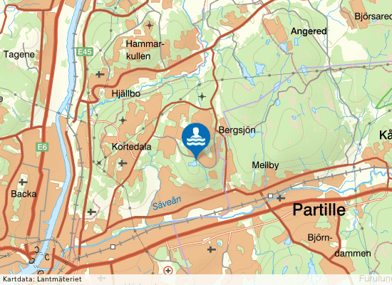 Bergsjön, kommunal badplats i Bergsjön på kartan