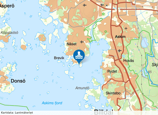 Smithska udden, badplats 1 på kartan
