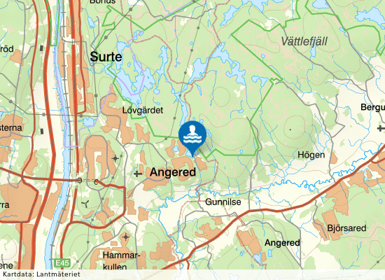 Stora Mölnesjön, kommunal badplats i Gunnared på kartan