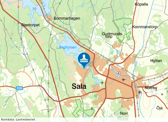 Sandvikens badplats på kartan