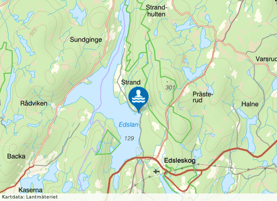 Edslans badplats på kartan