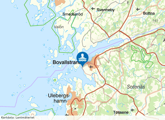 Bovallstrand Badholmarna på kartan