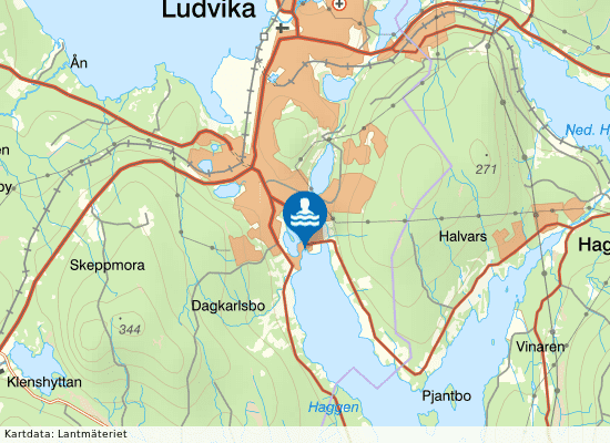 Jägarnäsbadet på kartan