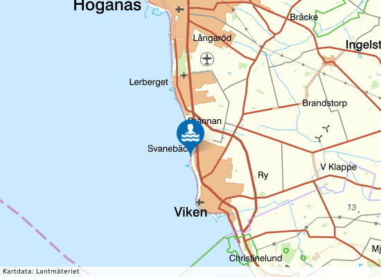 Svanebäcks Badplats Viken på kartan