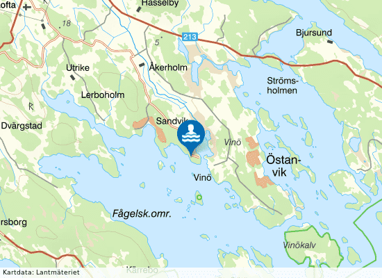 Gudingebadet - Vinö udde på kartan