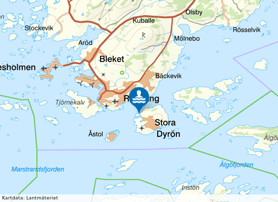 Dyröns badplats på kartan