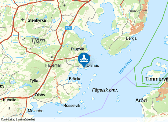 Olsnäs badplats på kartan
