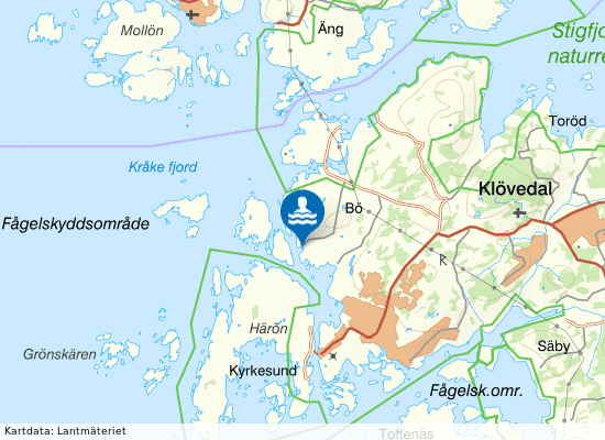 Ängevikens badplats på kartan