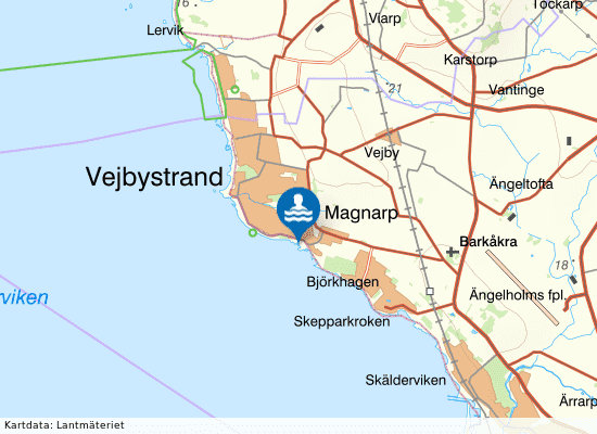 Magnarps Strand på kartan