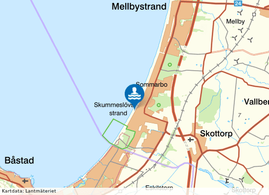 Skummeslövs Strand på kartan