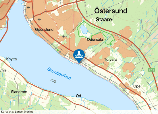 Storsjöstrand, Odensala på kartan