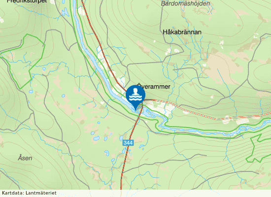 Pölen vid Ammeråns utlopp på kartan