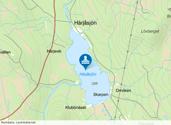 Härjåsjön på kartan