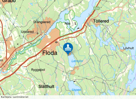 Lensjön på kartan