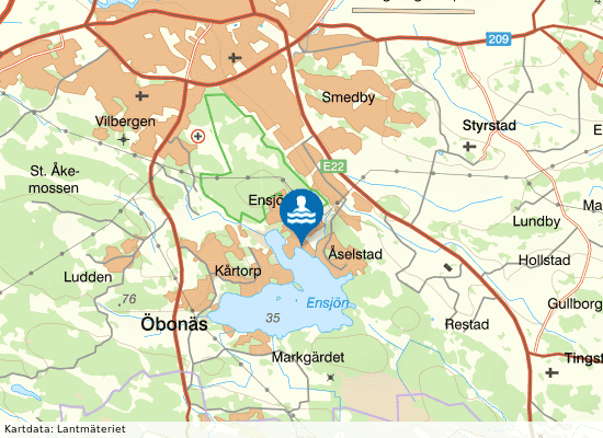 Ensjön, Ensjöbadet på kartan