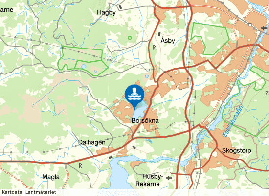 Borsökna Vipvägen badplats på kartan