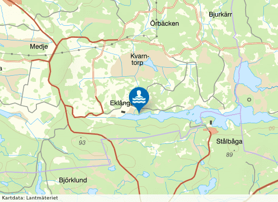 Eklångens badplats på kartan