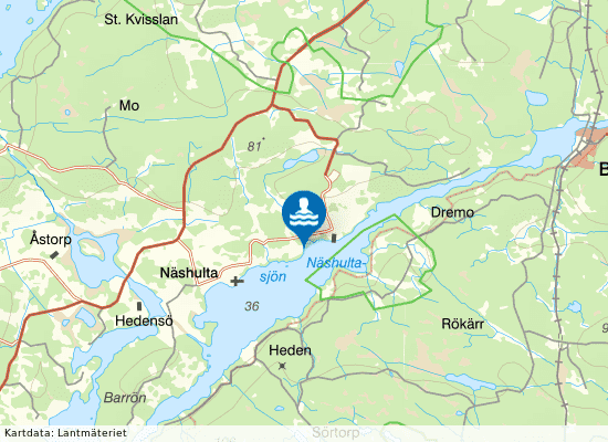 Näshulta Österby camping badplats på kartan