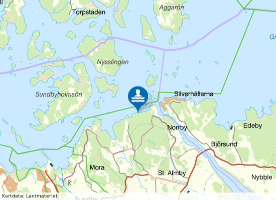 Sandviken badplats på kartan