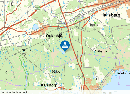 Hardemo badplats vid Tripphultsjön på kartan