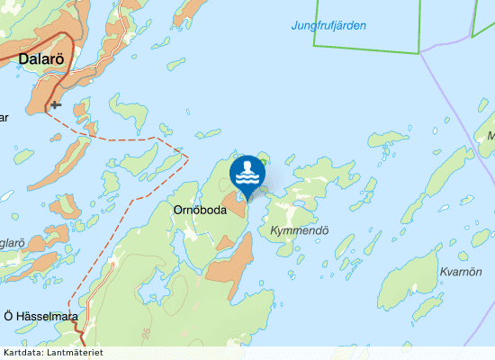 Ornöboda badplats på kartan