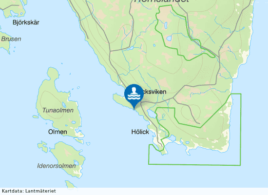Nudistbadet Hölick på kartan