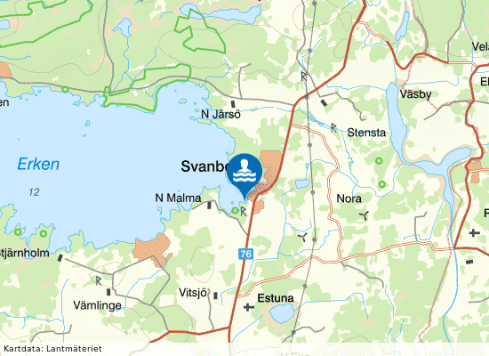 Erken, Svanberga på kartan