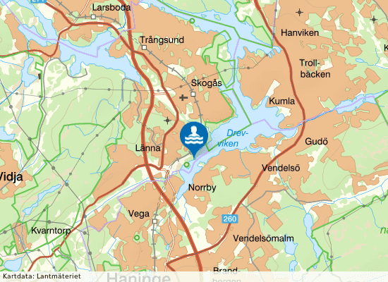 Hundbad Drevviken på kartan