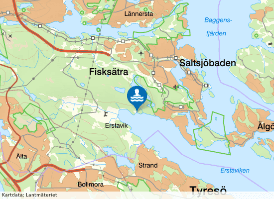 Erstaviksbadet på kartan