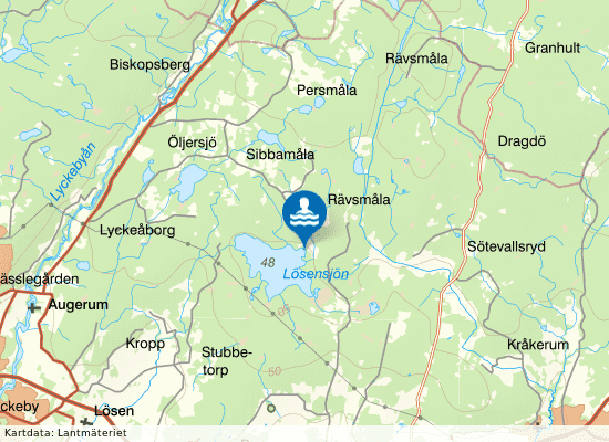 Lösensjöns badplats på kartan