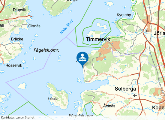 Aröds badplats på kartan