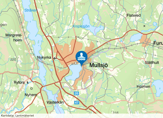 Mullsjön, Barnbadet på kartan