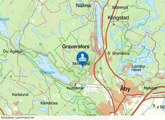 Badplatsen vid Gransjön på kartan