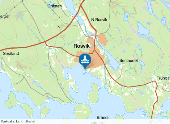 Rosviks badplats på kartan
