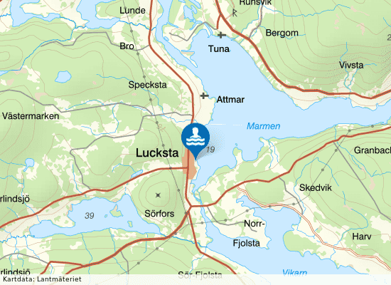 Lucksta badplats på kartan