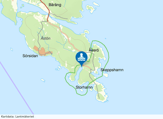 Åstön havsbad på kartan