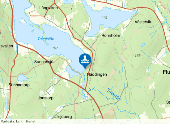 Haddingen badplats på kartan