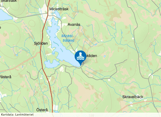 Mickelträsk badplats på kartan