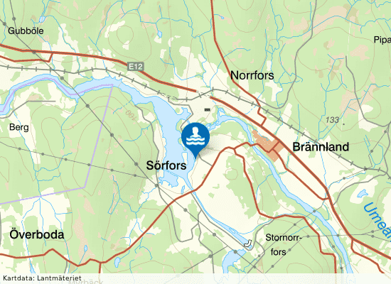 Sörfors badplats på kartan
