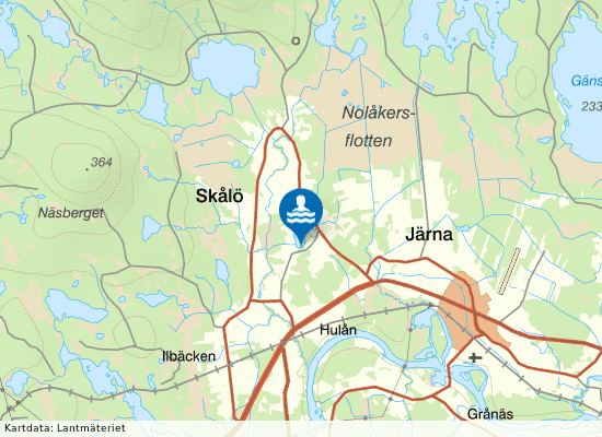 Arvs-Nilstjärnens badplats på kartan