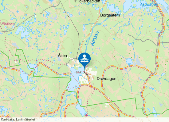 Drevdagens badplats på kartan