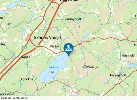 Värsjö badplats på kartan
