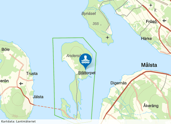 Andersöns badplats på kartan