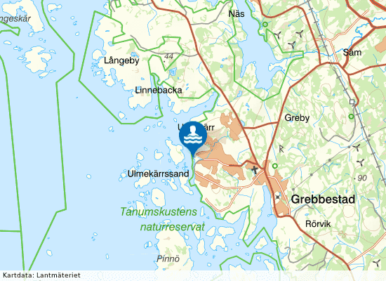 Grönemad badplats på kartan