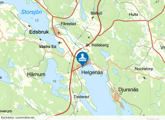 Helgenäs på kartan