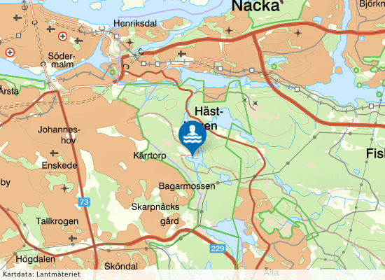 Söderbysjöns badplats på kartan
