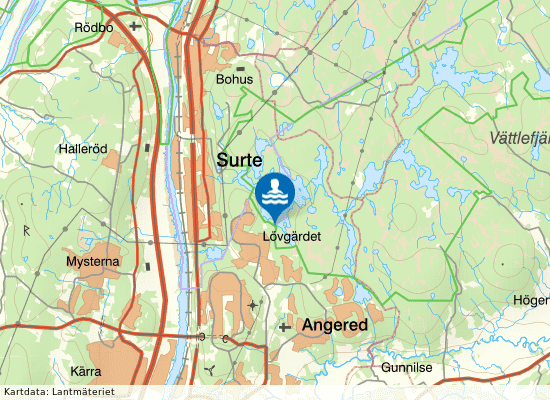 Surtesjön östra på kartan