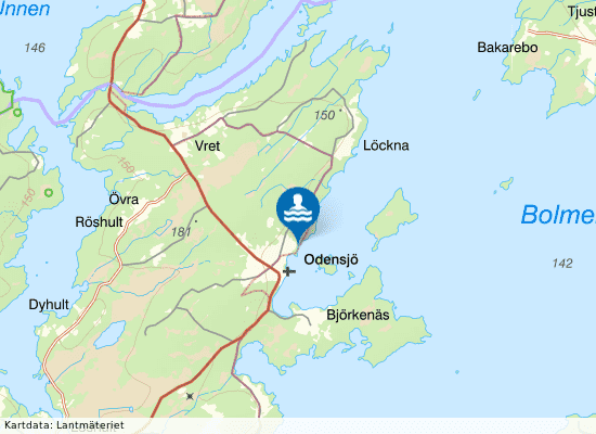 Odensjö badplats, Bolmen på kartan