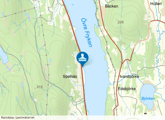 Stöpafors södra, Fryken på kartan